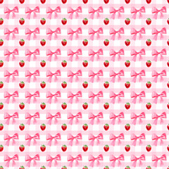 seamless pattern with watercolor pink bow, perfect for cute decorations and summer-themed designs