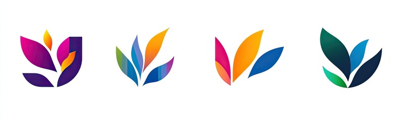 Abstract colorful floral logos