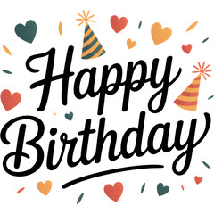 Happy Birthday with Hearts and Hats
