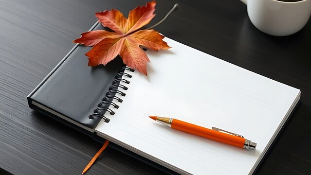 A blank notebook with a pen and pencil rests on a wooden desk, ready for business notes or a diary entry  Generated using Raphael AI (free version with commercial use rights)