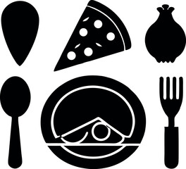 Restaurant fast food icon set silhouette