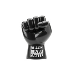 Black Fist Raised in Support of Black Lives Matter Movement in Protest Demonstration