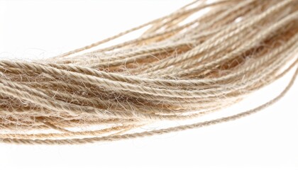 Fototapeta premium Beige Cotton Thread Close-Up on White Background