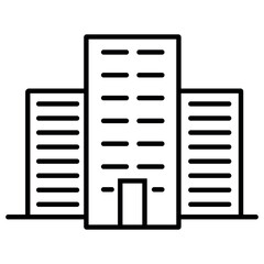 Building line icon vector, outline style building icon, minimalist building icon vector in trendy flat style illustration isolated on white background.