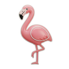 Cartoon Pink Flamingo Figure Standing on One Leg Decor