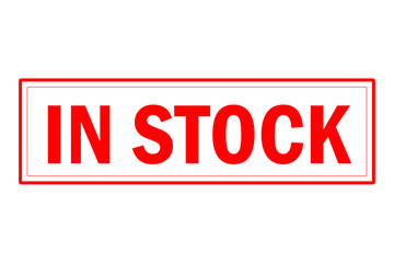 IN STOCK - IN STOCK text written on Red Rubber Stamp 
