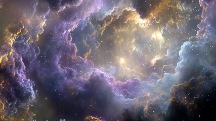 Epic swirling nebula with glowing stars and purple-blue clouds, creating a cosmic loop of interstellar beauty. Perfect for sci-fi backgrounds and space themes.

 - Powered by Adobe