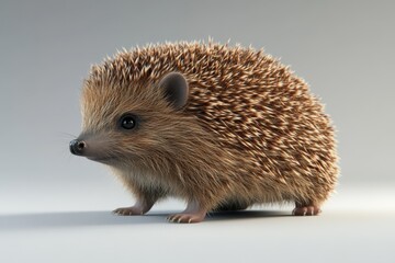 Fototapeta premium Curious hedgehog exploring a smooth surface in soft, natural lighting during a tranquil afternoon