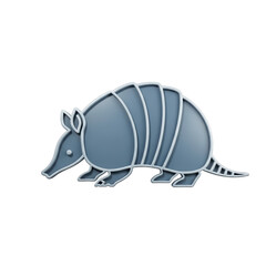 Stylized Armadillo Illustration in Metallic Blue Modern Style