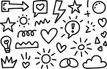 Hand Drawn Doodle Elements Collection Arrows Hearts Stars Sun and More