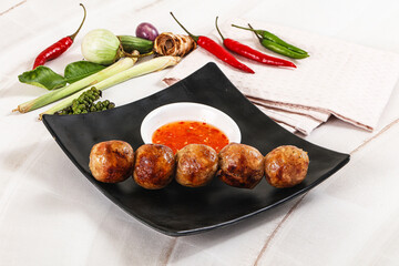 Thai grilled round skewer satay