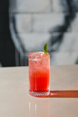 Pink Cocktail In Tall Glass