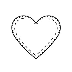 Stitched heart outline romantic love design element