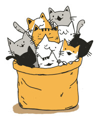 Cute Cartoon Cats Piling Up in a Fun Illustration for All Ages