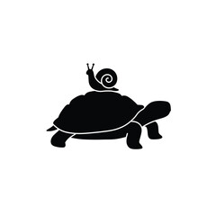 Snail riding on a tortoise shell slow travel