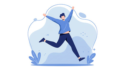 A minimalist flat vector illustration featuring a diverse group of young people celebrating with dynamic poses and cheerful expressions .. Set For friendship theme and international youth day