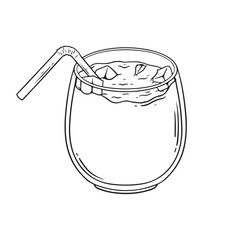 Illustration of a glass with a cocktail on a white background.