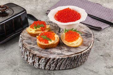 Luxury toast with red caviar
