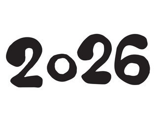年賀状などに使える2026年筆文字横