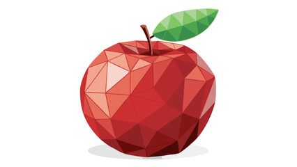 Low poly geometric apple illustration, transparent background