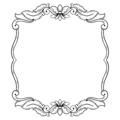Illustration of floral frame design with black and white vignette