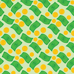 Seamless pattern with money. Vector illustration for your design.