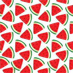 Seamless pattern with watermelon slices on a white background.