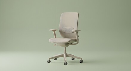 Ergonomic Office Chair on Green Background, Product Photography