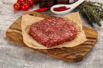 Raw beef burger cutlet for grill