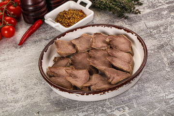 Sliced boiled pork tongue snack