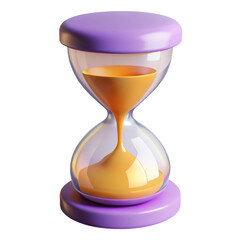 3d Hourglass with orange sand on transparent background