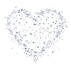 Fototapeta premium An abstract geometric design featuring a heart shape made of interconnected dots, isolated on Transparent background.