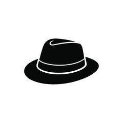 Simple black fedora hat icon illustration