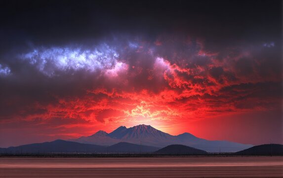 Dramatic sunset over a mountain range (1)