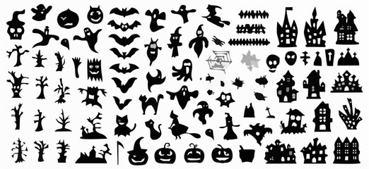 Set of silhouettes of Hallowe...