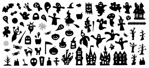 Set of silhouettes of Hallowe...
