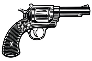 Vintage Revolver A Detailed Illustration of a Classic Handgun