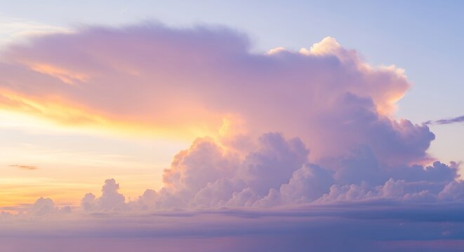 Ethereal sunset clouds with golden light and pastel hues creating a dreamy atmosphere