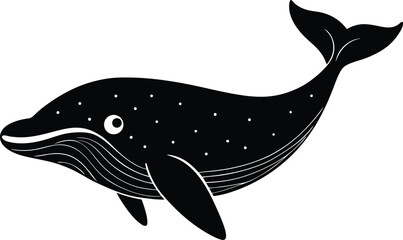 A whale silhouette black and white vector Illustration