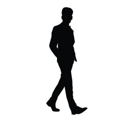 Silhouette of a Man Walking with Hands in Pockets in Casual Style