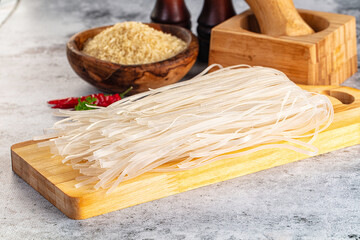 Raw dry pho noodles for cooking