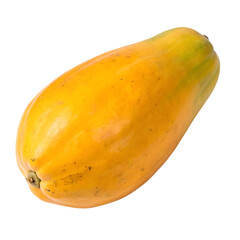 One fresh sweet papaya tropical fruit isolated on a transparent background