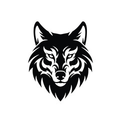 Majestic wolf head tribal style black and white
