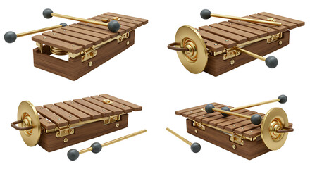 Fototapeta premium Wooden xylophone instrument different angles