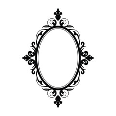 Elegant oval frame with flourishes vintage design
