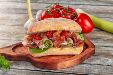 Ciabatta with cured parma and tomato