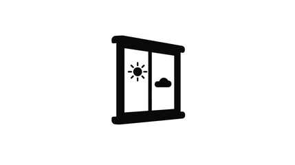 Weather Icon: Sun and Cloud in a Window Graphic