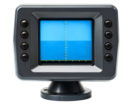 Marine depth sounder with a clear display for navigation on a transparent background