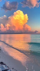 rainbow colored sea water beach scenery illustration poster background