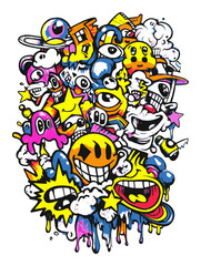 Colorful Abstract Vector Illustration of Playful Characters and Elements